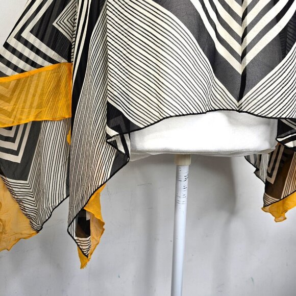 Marciano Black White Silk Striped Hanky Hem Tunic Sleeveless Top - Picture 3 of 6